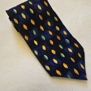 Structure Stylish Blue and Yellow Geometric Men's Tie